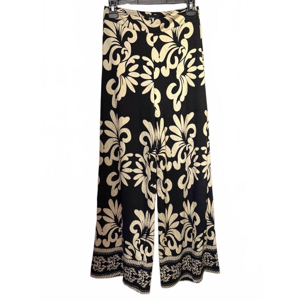 NEW AIKHA women's flowy wide leg pants in black/tan print